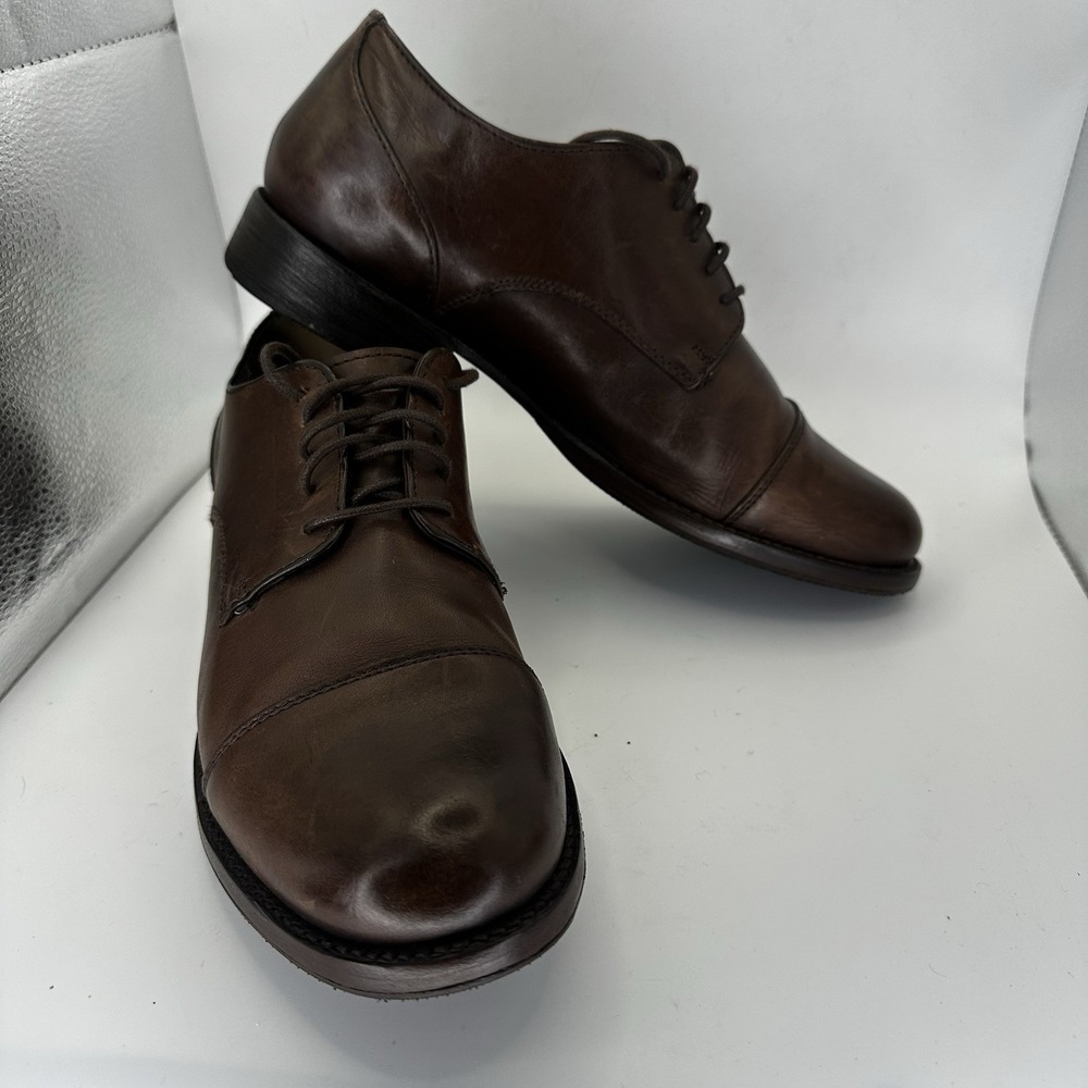 Frye Mens Dress Shoes 10B Brown Leather Cap Toe Bowery Derby Academia Classic